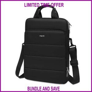 Vertical Laptop Shoulder Bag 15.6 Inch Padded Double Layer Messenger